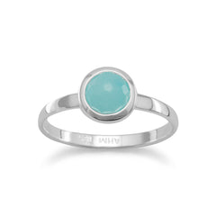 Small Round Freeform Faceted Amazonite Stackable Ring