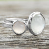 Large Round Freeform Faceted Moonstone Stackable Ring