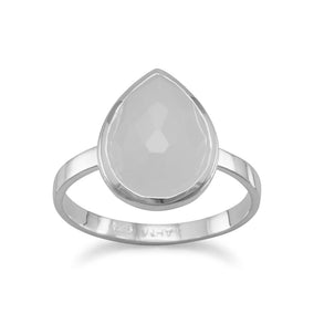 Large Pear Shape Freeform Faceted Moonstone Stackable Ring