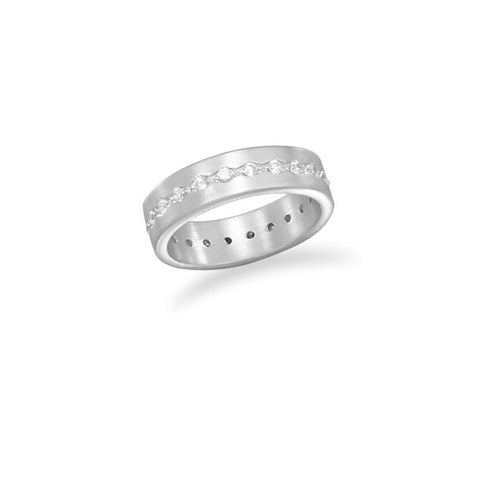 Brushed Rhodium Plated CZ Eternity Ring