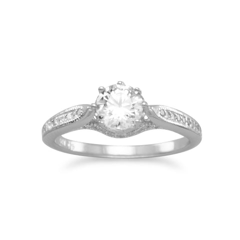 Rhodium Plated Solitaire CZ Ring