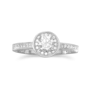 Rhodium Plated Halo CZ Ring
