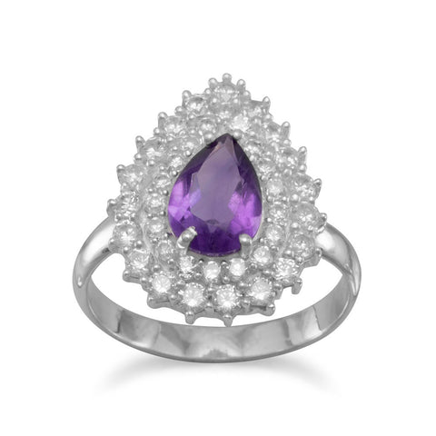 Elegant Amethyst and CZ Cocktail Ring