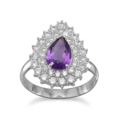 Elegant Amethyst and CZ Cocktail Ring