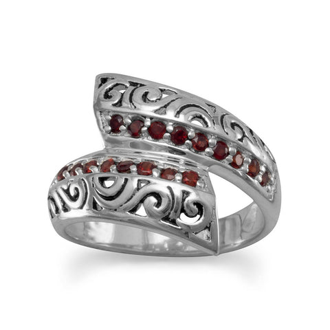 Polished Overlap Garnet Ring