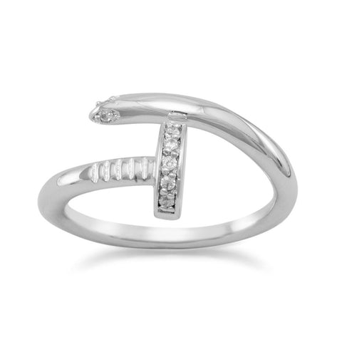 Rhodium Plated CZ Nail Wrap Ring