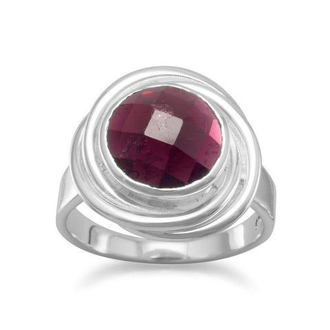 Faceted Garnet Button Ring