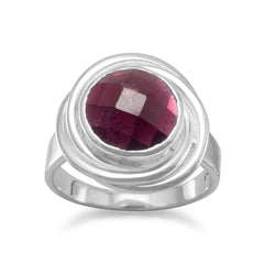 Faceted Garnet Button Ring