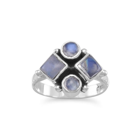 Oxidized Rainbow Moonstone Ring
