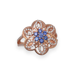 14 Karat Rose Gold Plated CZ Flower Ring