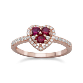 14 Karat Rose Gold Plated CZ Heart Ring