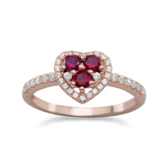 14 Karat Rose Gold Plated CZ Heart Ring