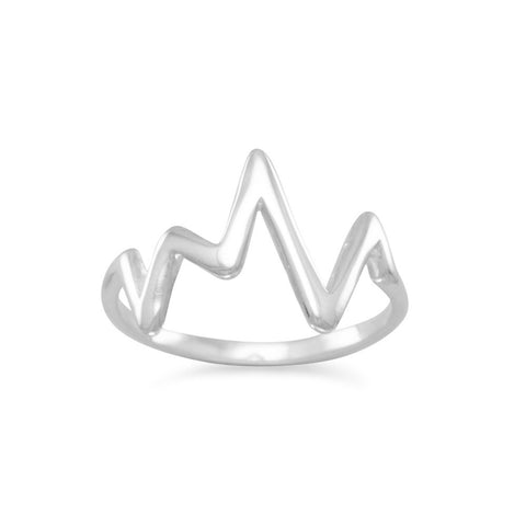 Rhodium Plated Heartbeat Design Ring