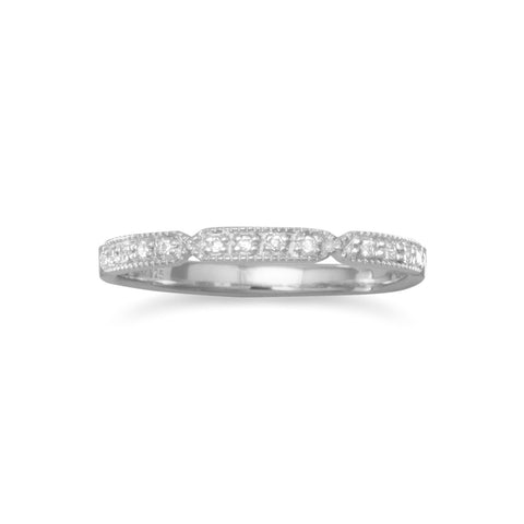 Rhodium Plated Notched CZ Band