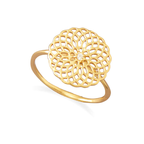 14K Gold Plated Spiral Cut Out Design Ring