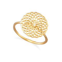 14K Gold Plated Spiral Cut Out Design Ring