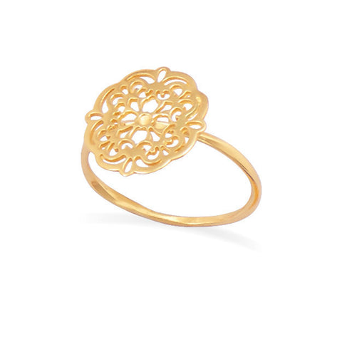 14K Gold Plated Ornate Cut Out Design Ring