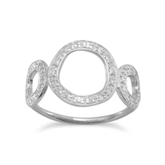Rhodium Plated Triple Circle Ring