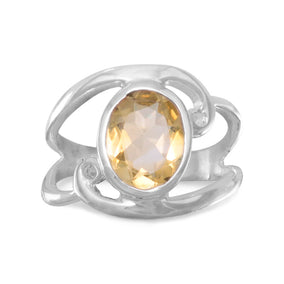 Cut Out Oval Citrine Ring with Swirls