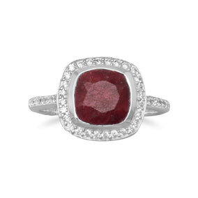 Ruby Ring with CZ Edge