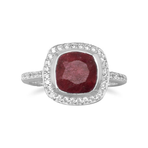 Ruby Ring with CZ Edge