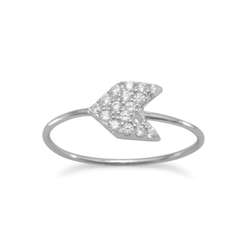 Rhodium Plated CZ Arrow Ring