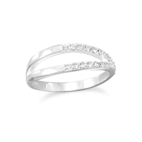 Split Band Design Crystal Ring