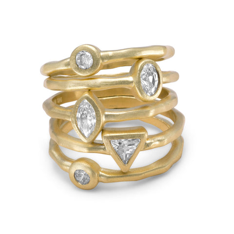 Set of 5 14 Karat Gold Plated CZ Rings