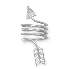 Rhodium Plated 5 Row Wrapped Arrow Ring