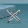 Rhodium Plated Criss Cross 'X' Ring with Signity CZs