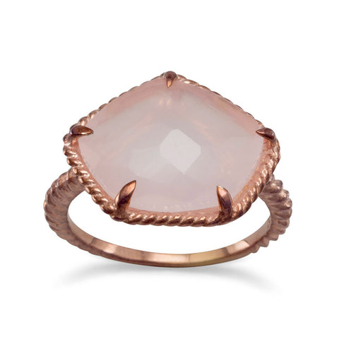 14 Karat Rose Gold Plated Ring with Rose Quartz