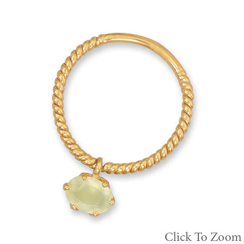 14 Karat Gold Plated Prehnite Charm Ring
