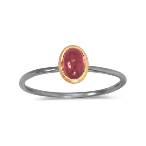 Two Tone Rhodolite Garnet Ring