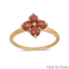 14 Karat Gold Plated Ring with Rhodolite Garnet Flower