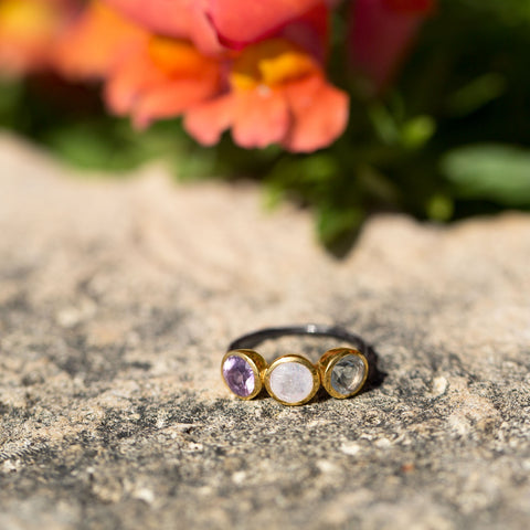 Two Tone Multistone Ring