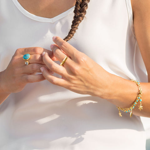 Engravable Polished 14 Karat Gold Plated Bar Ring