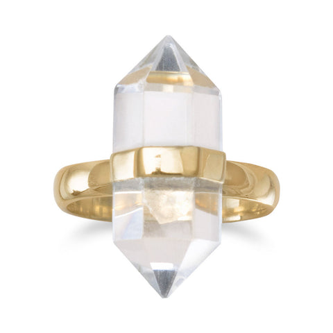 14 Karat Gold Plated Clear Quartz Ring