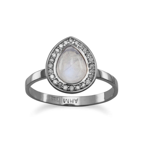 Midnight Collection Halo Ring With Gray Diamonds