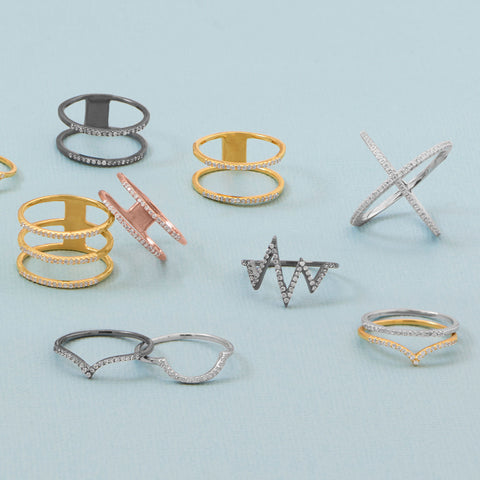 18 Karat Gold Plated CZ "V" Ring