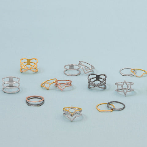 18 Karat Rose Gold Plated Thin CZ Ring