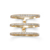 18 Karat Gold Plated Triple Row CZ Ring