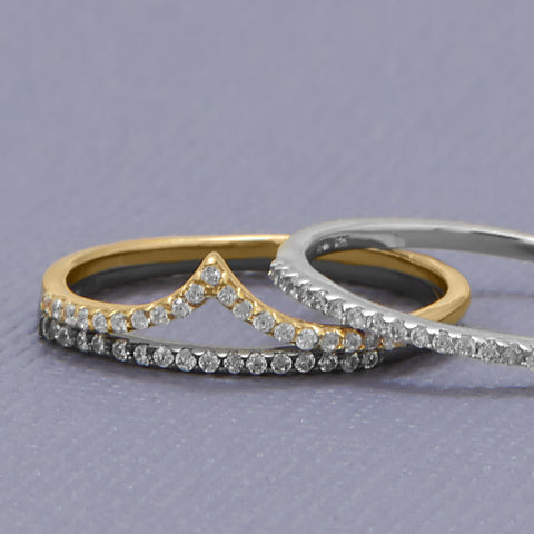 Rhodium Plated Thin CZ Ring