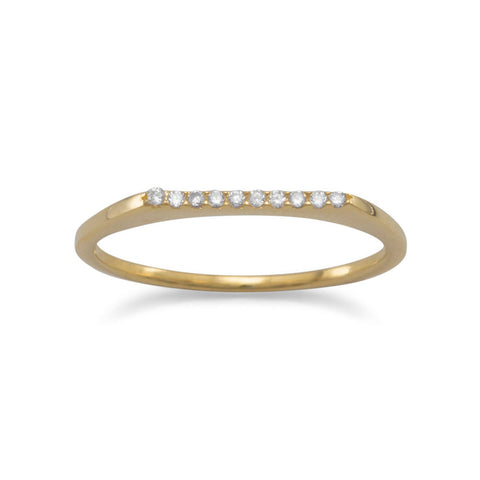 18 Karat Gold Plated Flat Top CZ Ring