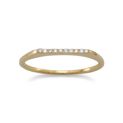 18 Karat Gold Plated Flat Top CZ Ring