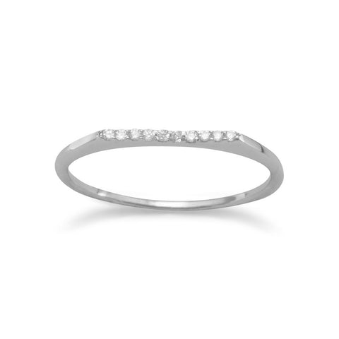 Rhodium Plated Flat Top CZ Ring