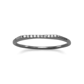Ruthenium Plated Flat Top CZ Ring