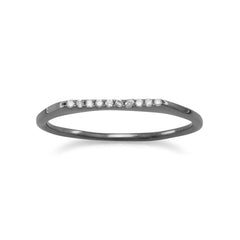 Ruthenium Plated Flat Top CZ Ring