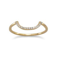 18 Karat Gold Plated Crescent Design CZ Ring