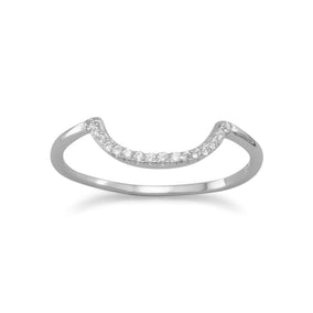 Rhodium Plated "U" Design CZ Ring