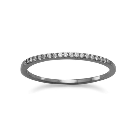 Ruthenium Plated Thin CZ Ring